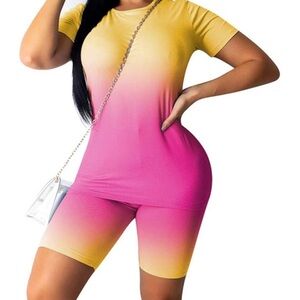 Yellow and Pink Ombre Two-Piece Set